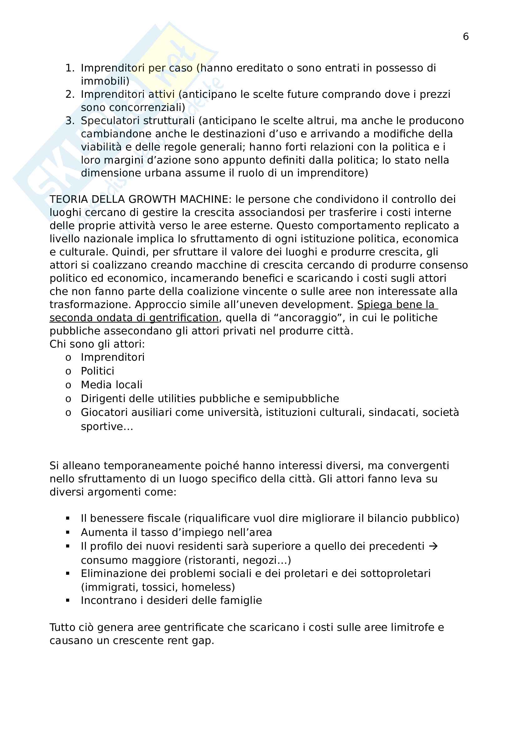 Riassunto esame geografia, prof Rossetto, libro consigliato Gentrification. Tutte le città come Disneyland?, Semi Pag. 6