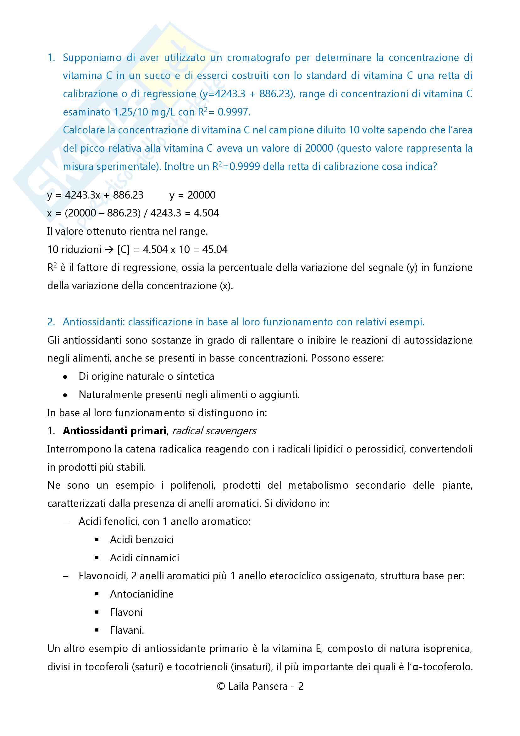 Domande e risposte esame di Analisi chimiche dei prodotti alimentari Pag. 2