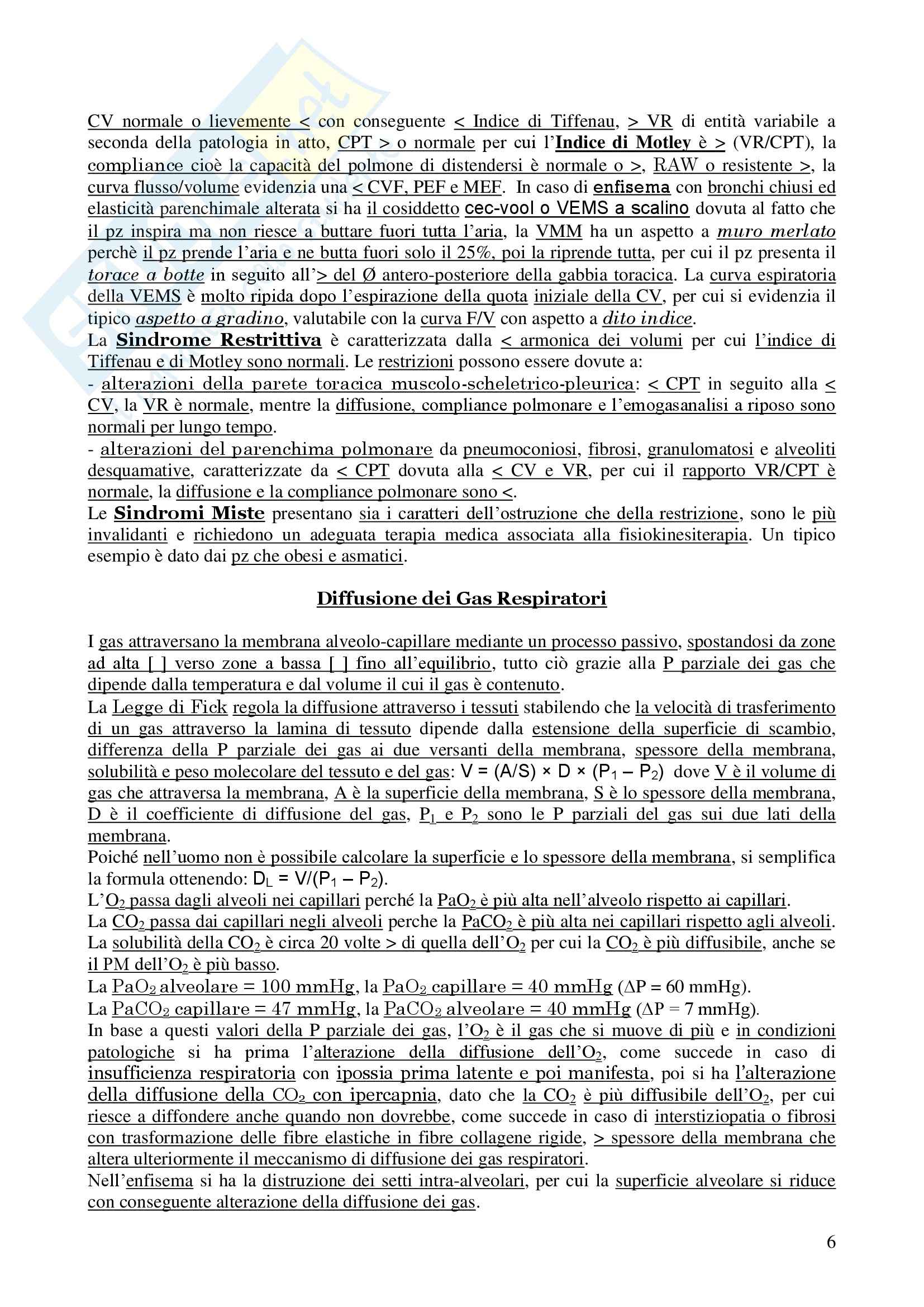 Fisiologia umana I - fisiologia apparato respiratorio Pag. 6