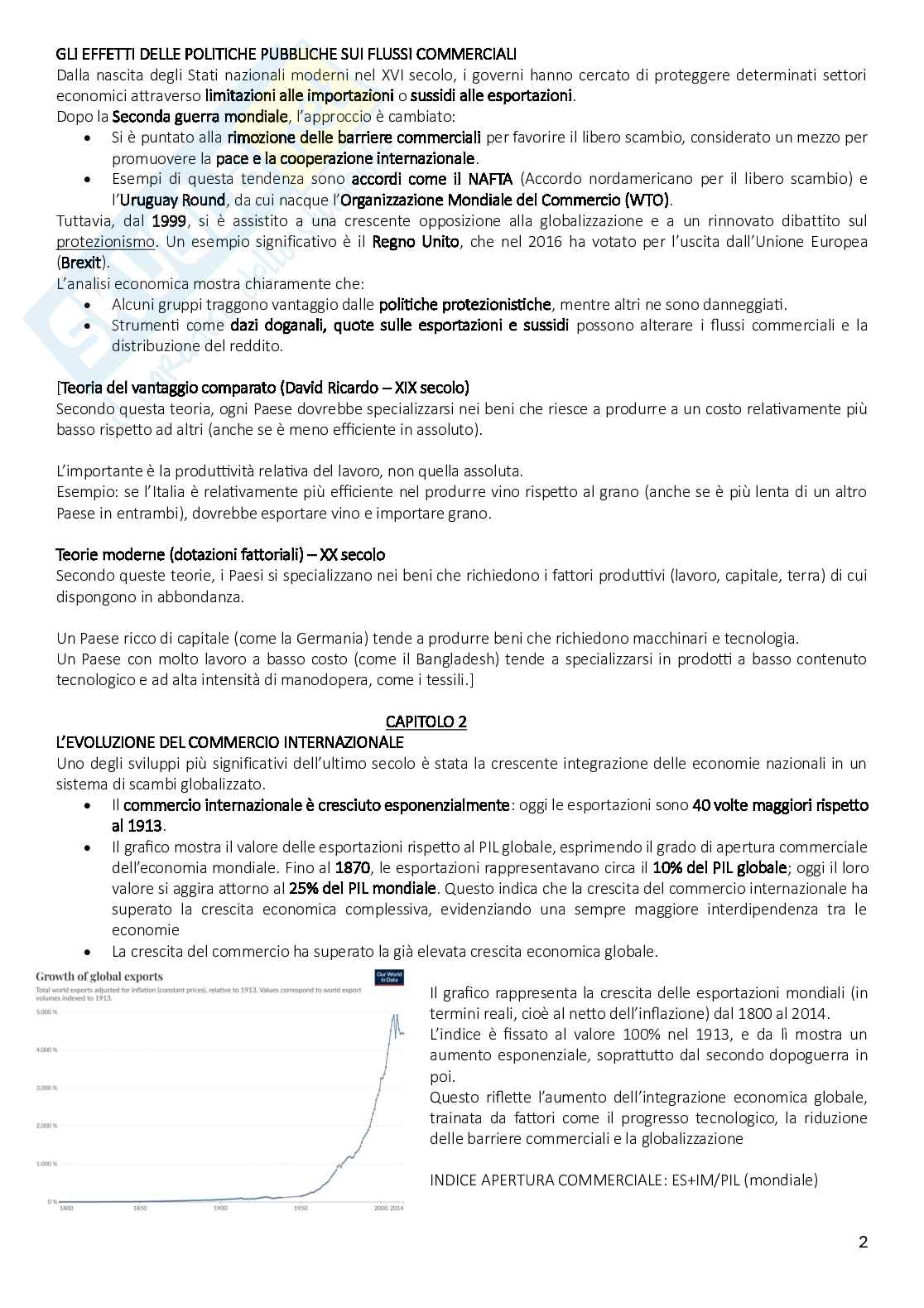 Riassunto esame Economia internazionale, Prof. Campo Francesco, libro consigliato Economia internazionale 1. Teoria e politica del commercio internazionale, Krugman, Obstfeld, Maurice, Melitz Pag. 2