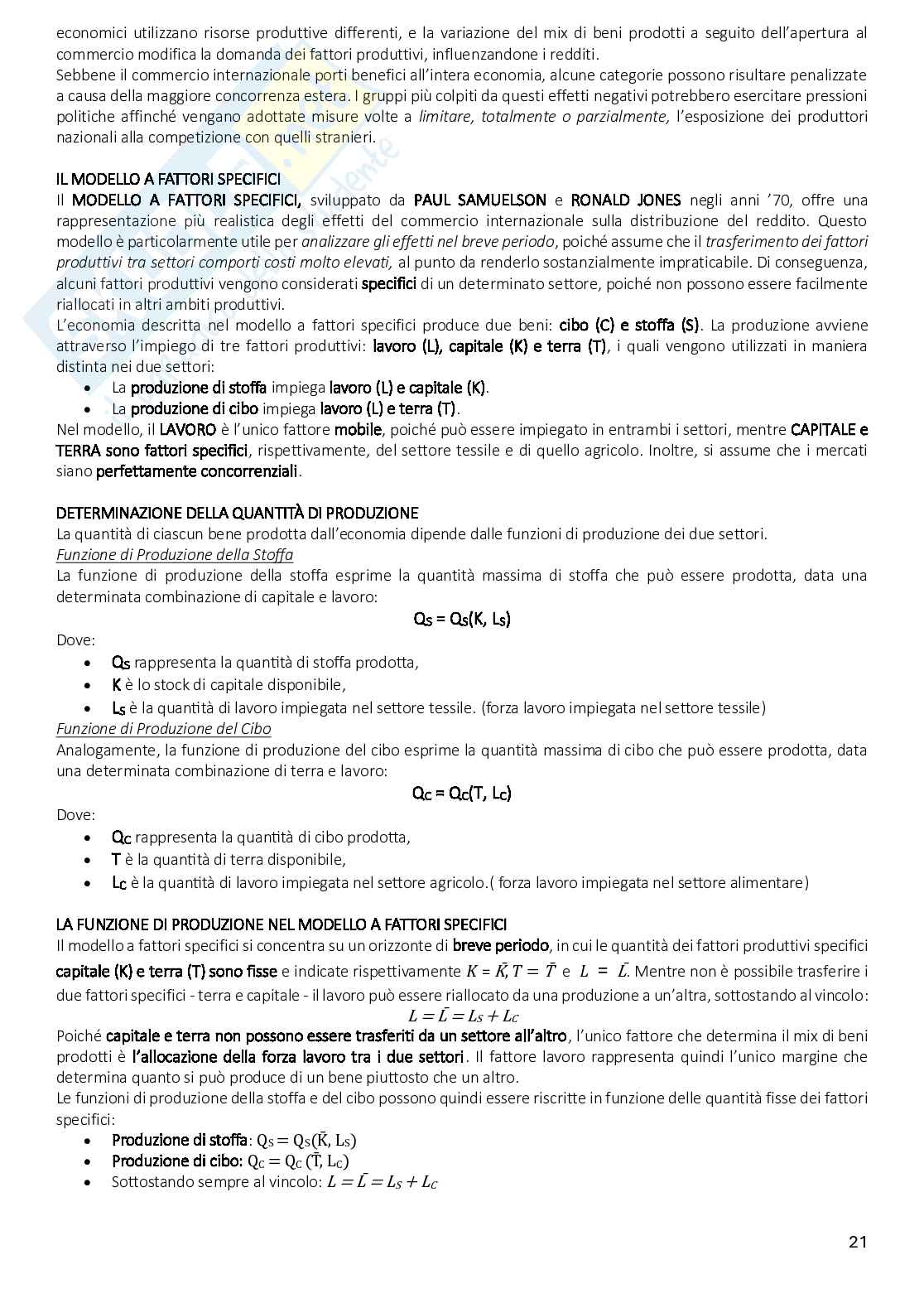 Riassunto esame Economia internazionale, Prof. Campo Francesco, libro consigliato Economia internazionale 1. Teoria e politica del commercio internazionale, Krugman, Obstfeld, Maurice, Melitz Pag. 21