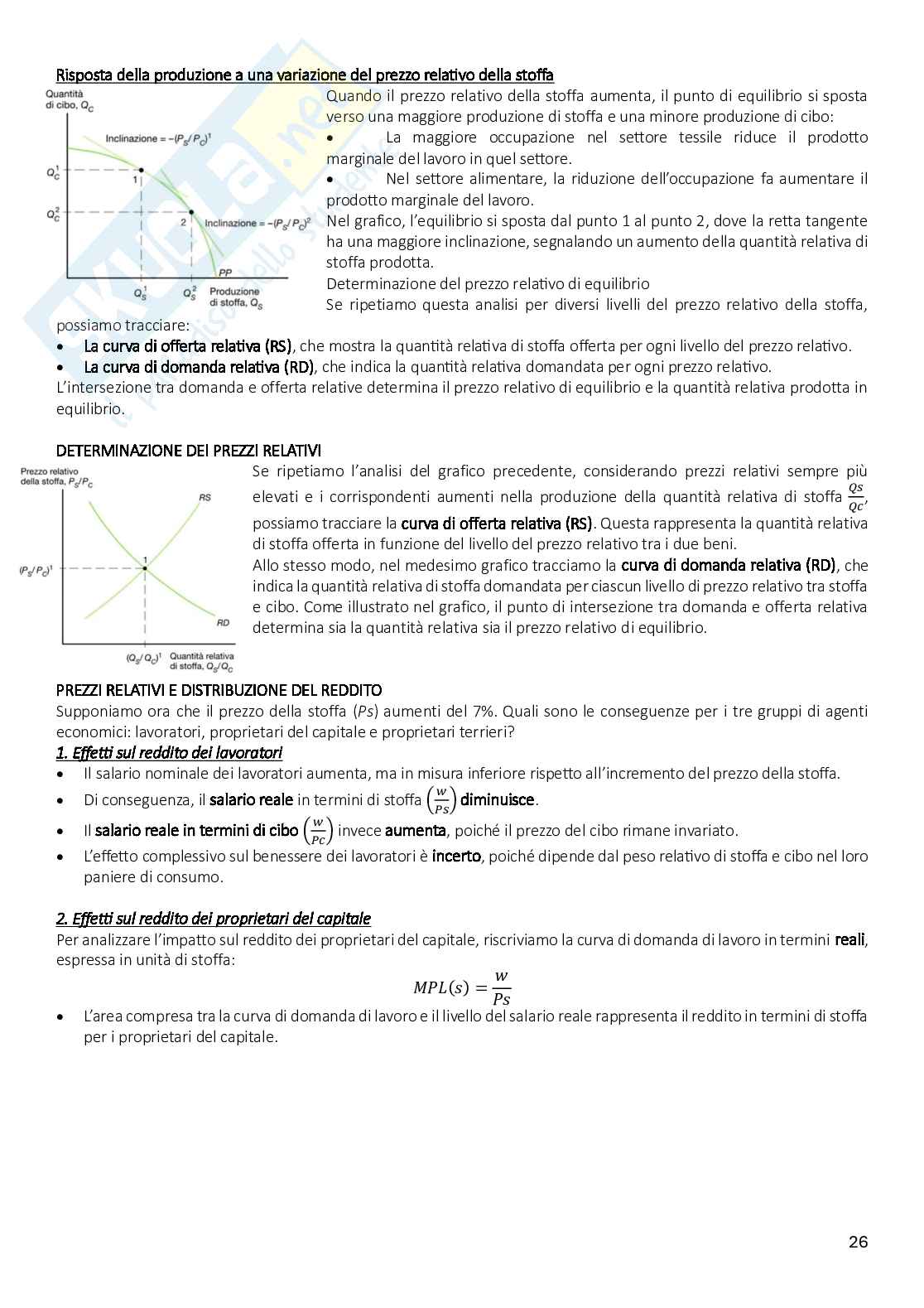 Riassunto esame Economia internazionale, Prof. Campo Francesco, libro consigliato Economia internazionale 1. Teoria e politica del commercio internazionale, Krugman, Obstfeld, Maurice, Melitz Pag. 26
