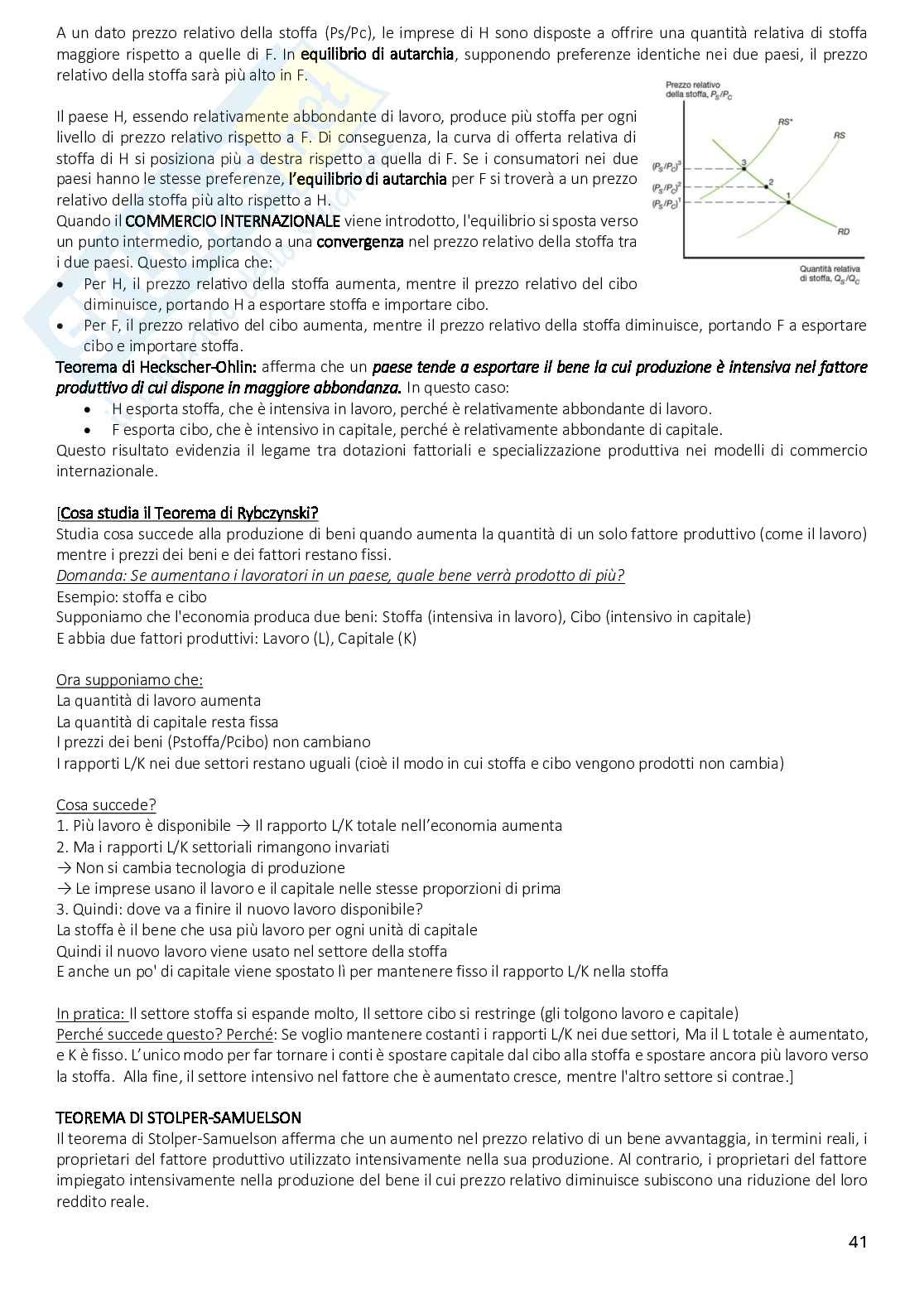 Riassunto esame Economia internazionale, Prof. Campo Francesco, libro consigliato Economia internazionale 1. Teoria e politica del commercio internazionale, Krugman, Obstfeld, Maurice, Melitz Pag. 41
