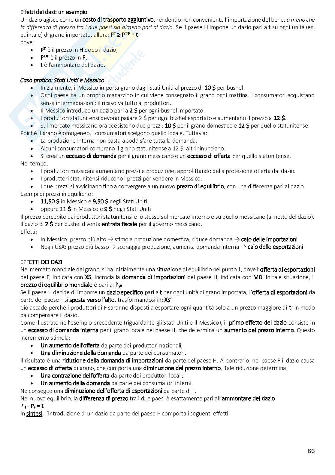Riassunto esame Economia internazionale, Prof. Campo Francesco, libro consigliato Economia internazionale 1. Teoria e politica del commercio internazionale, Krugman, Obstfeld, Maurice, Melitz Pag. 66