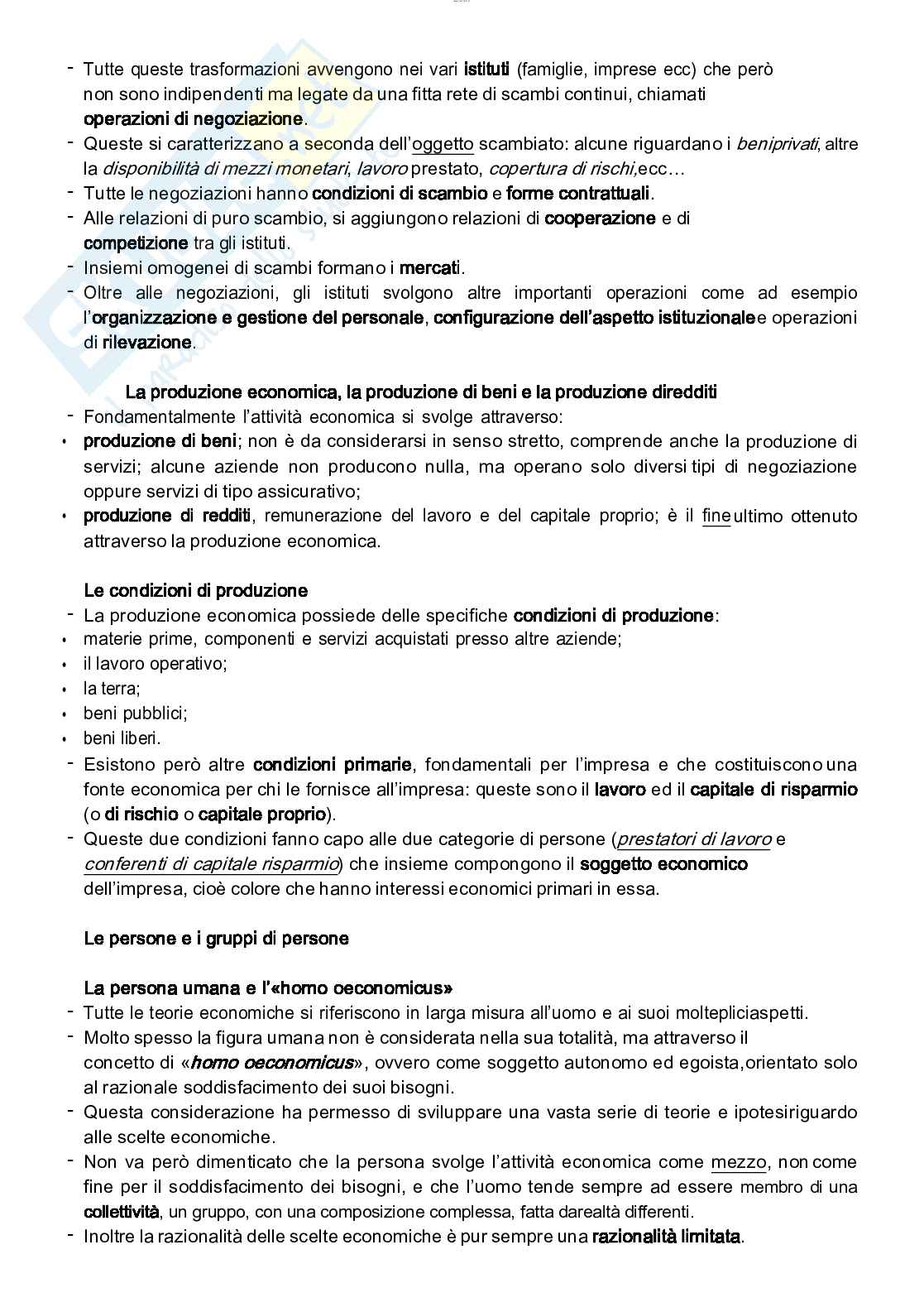 Riassunto esame Economia aziendale, prof. Brunetti, libro consigliato Corso di economia aziendale, Brunetti - Airoldi - Coda Pag. 2