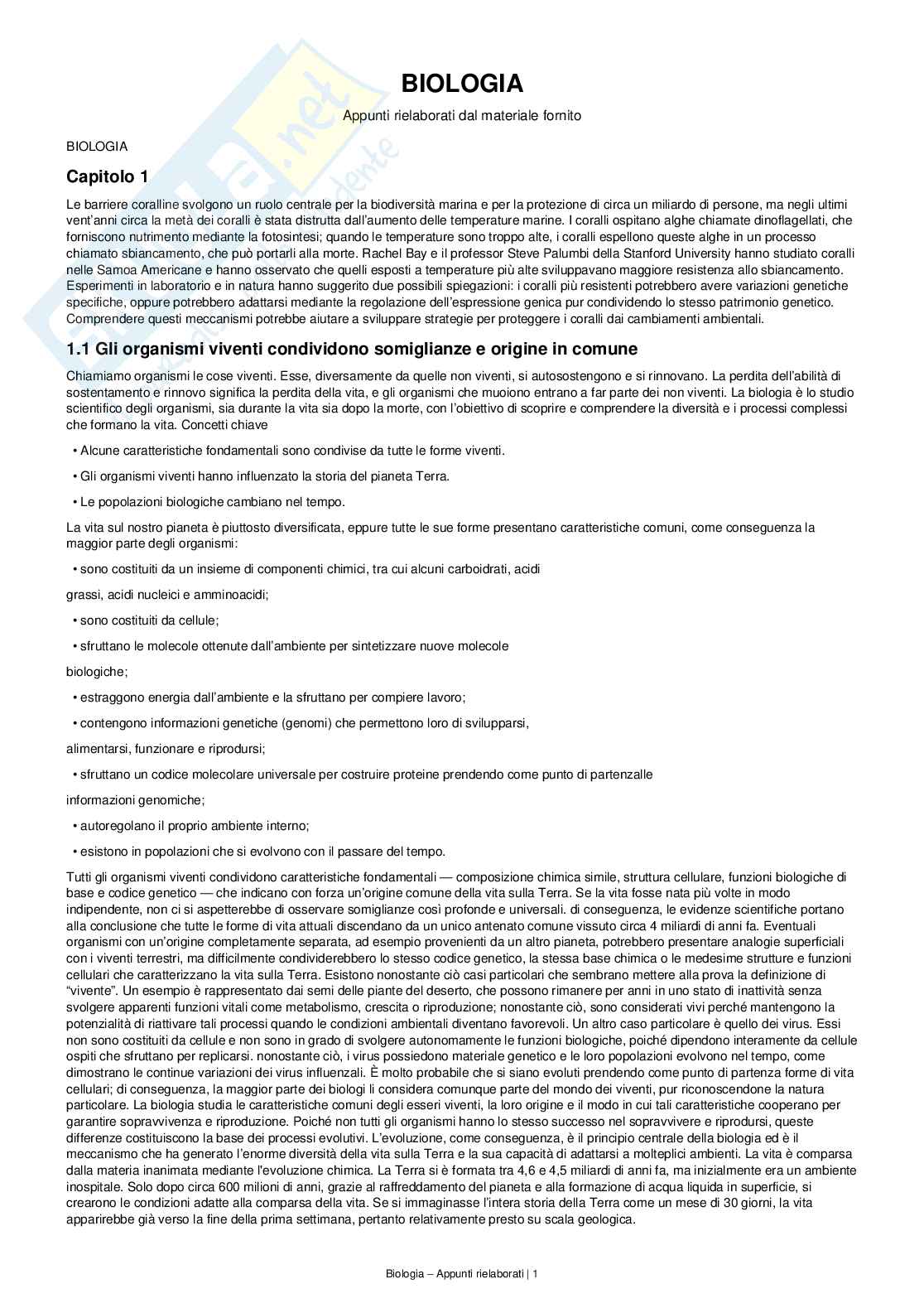 Appunti completi e dettagliati di Biologia – Preparazione all’esame Pag. 1
