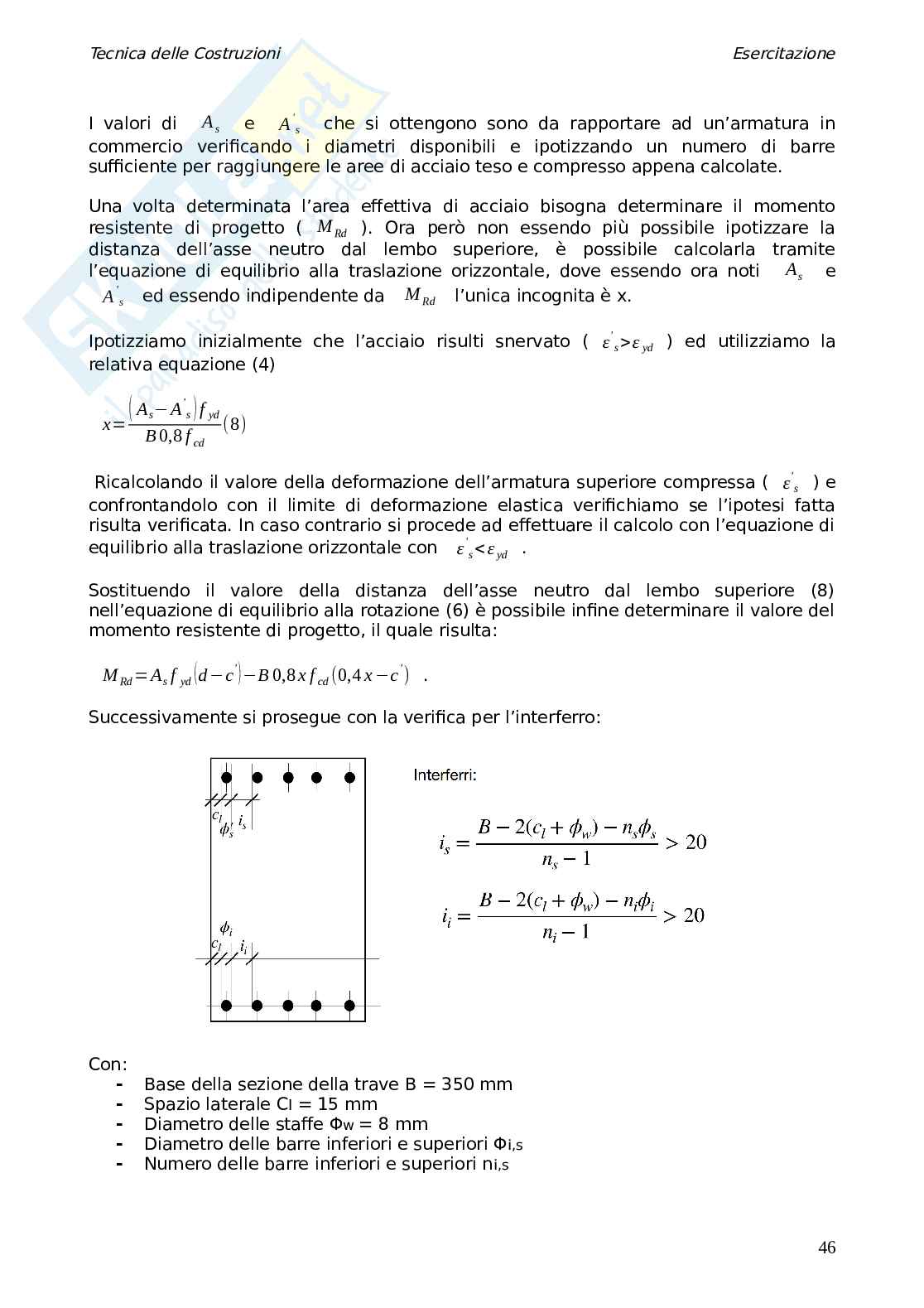 Esercitazione Tecnica delle costruzioni Pag. 46