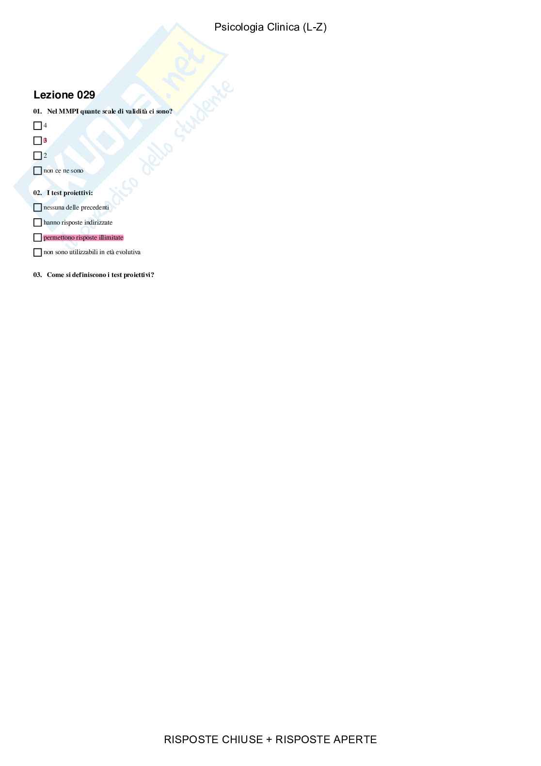 Psicologia clinica - Paniere compilato Pag. 31