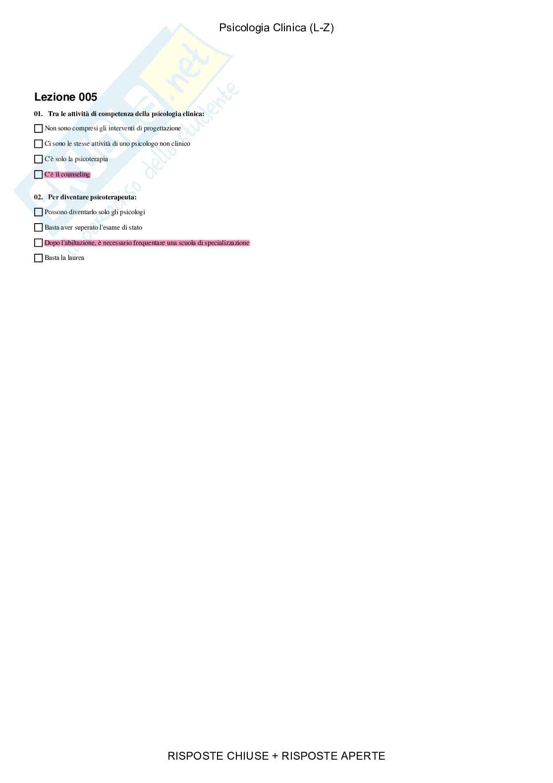 Psicologia clinica - Paniere compilato Pag. 6