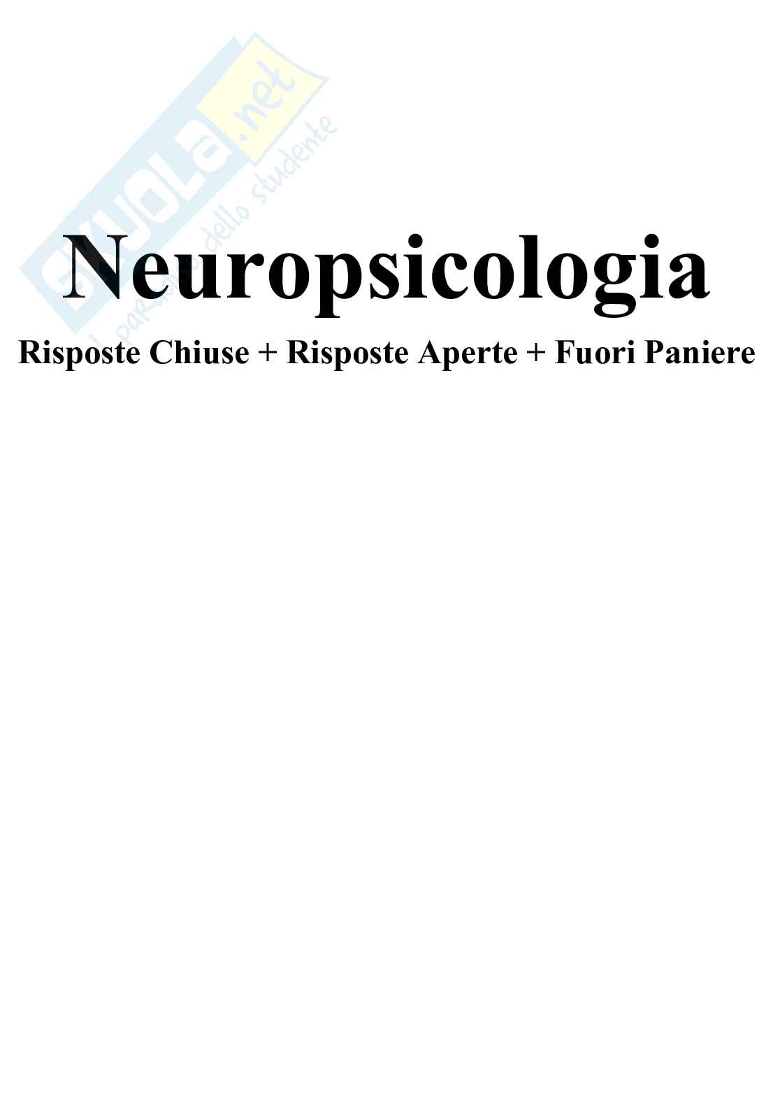 Neuropsicologia - Paniere compilato Pag. 1