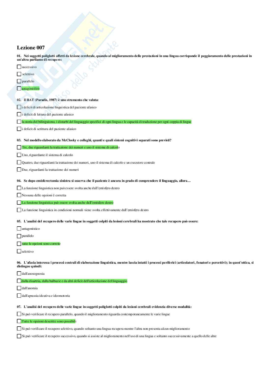 Neuropsicologia - Paniere compilato Pag. 11