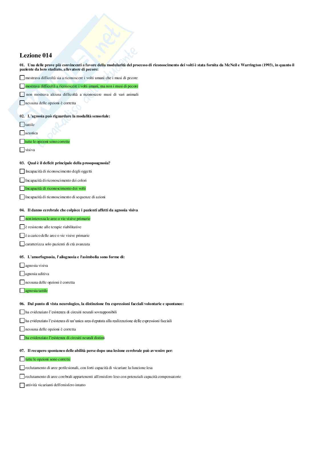 Neuropsicologia - Paniere compilato Pag. 21