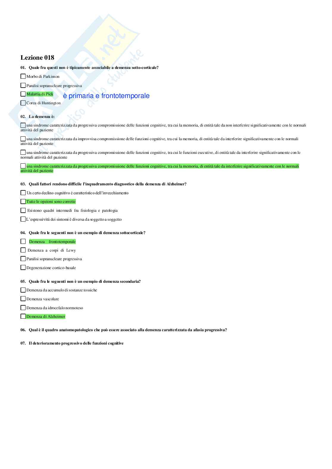 Neuropsicologia - Paniere compilato Pag. 26