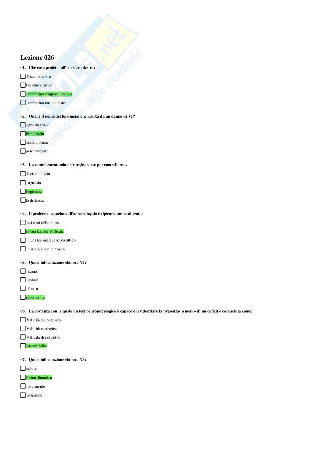 Neuropsicologia - Paniere compilato Pag. 36