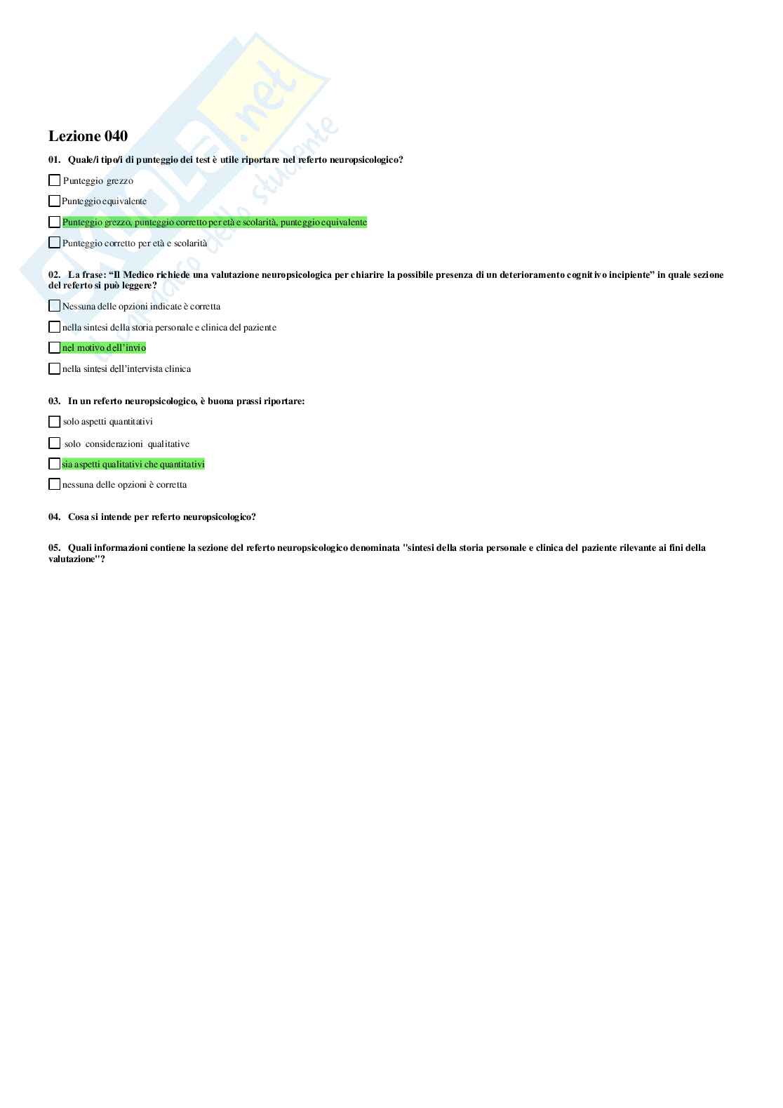Neuropsicologia - Paniere compilato Pag. 56