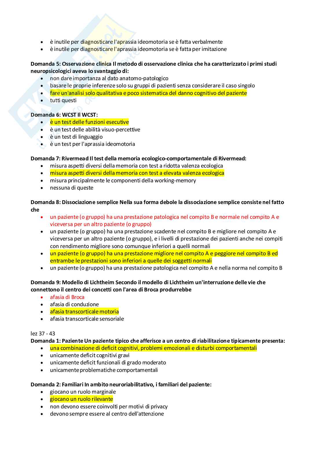 Neuropsicologia - Paniere compilato Pag. 71