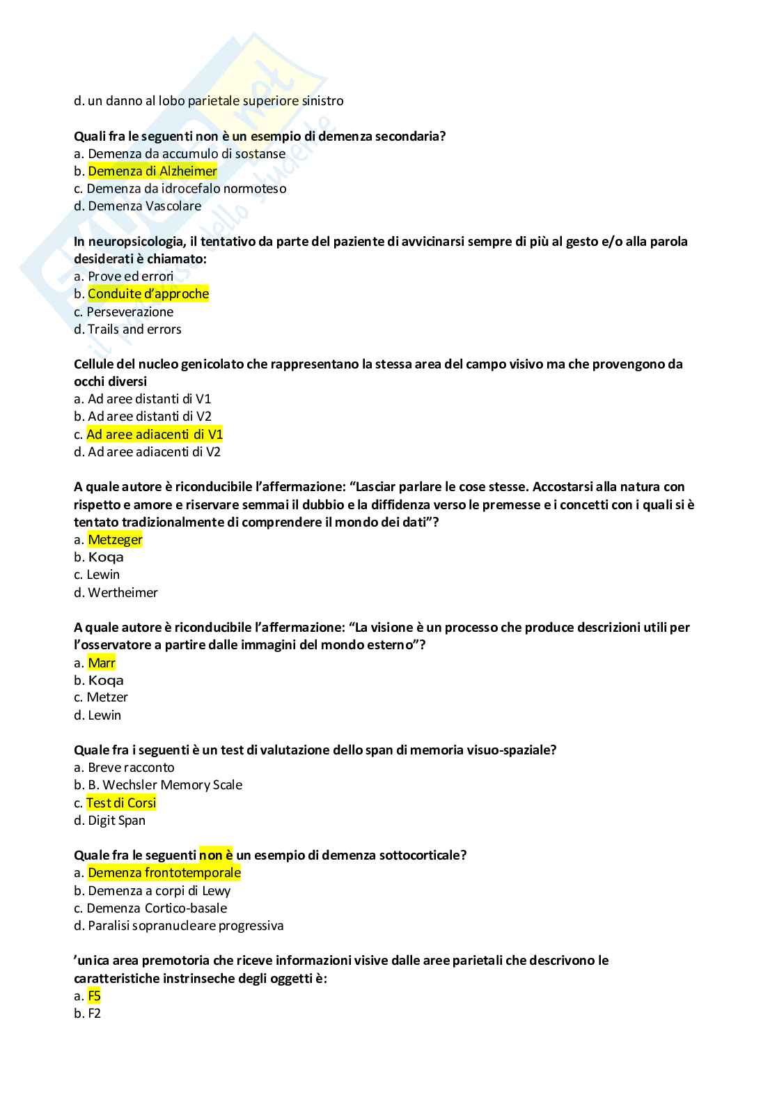 Neuropsicologia - Paniere compilato Pag. 76