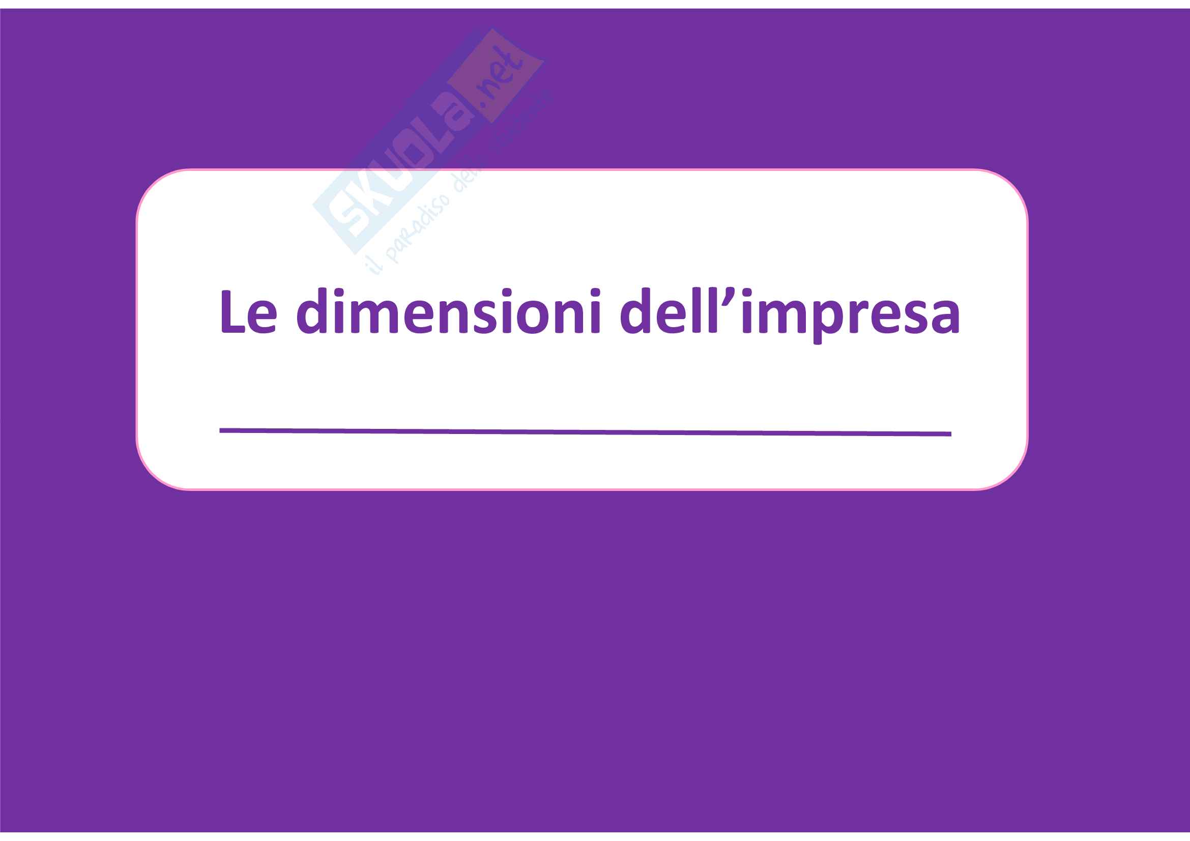 Le dimensioni dell'impresa