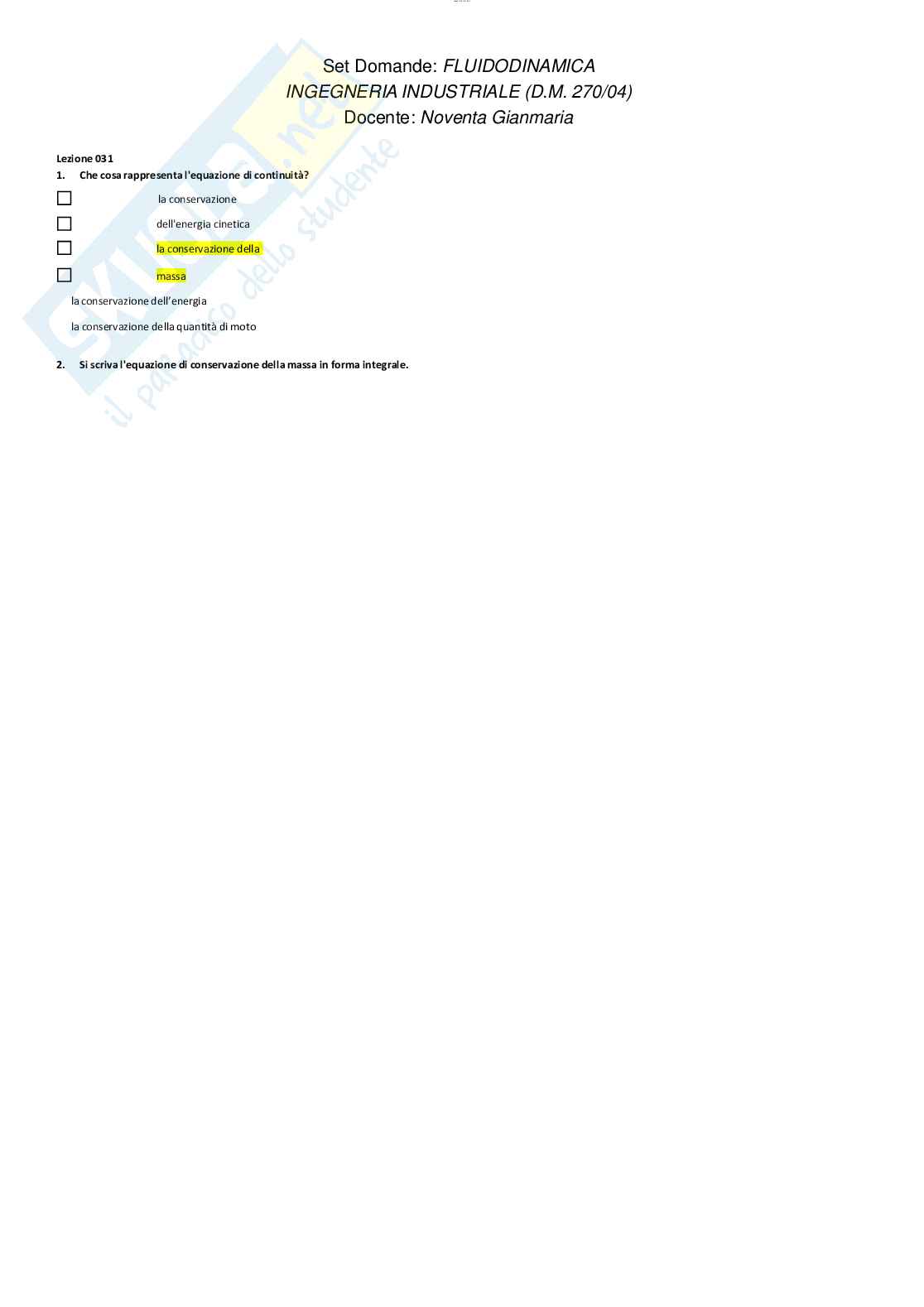 Risposte chiuse di Fluidodinamica aggiornate al 2023 Pag. 36