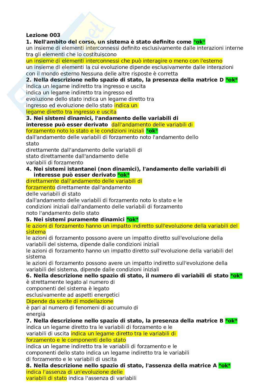 Paniere fondamenti di automatica Pag. 1