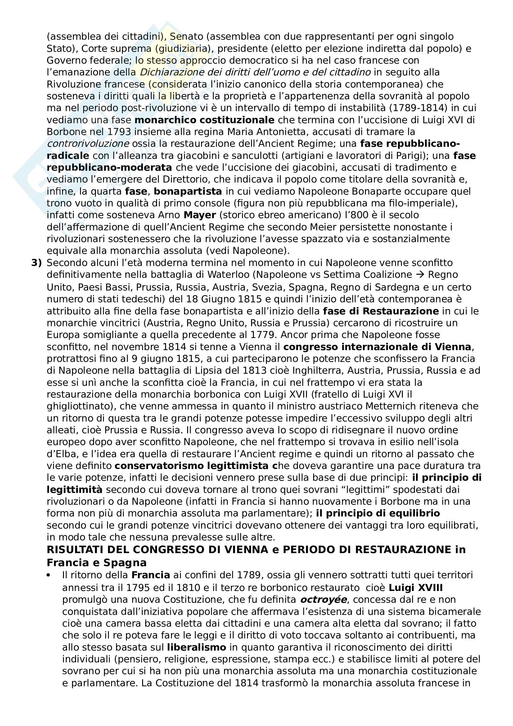 Riassunto di Storia contemporanea (dal Congresso di Vienna all'Età Giolittiana) Pag. 2