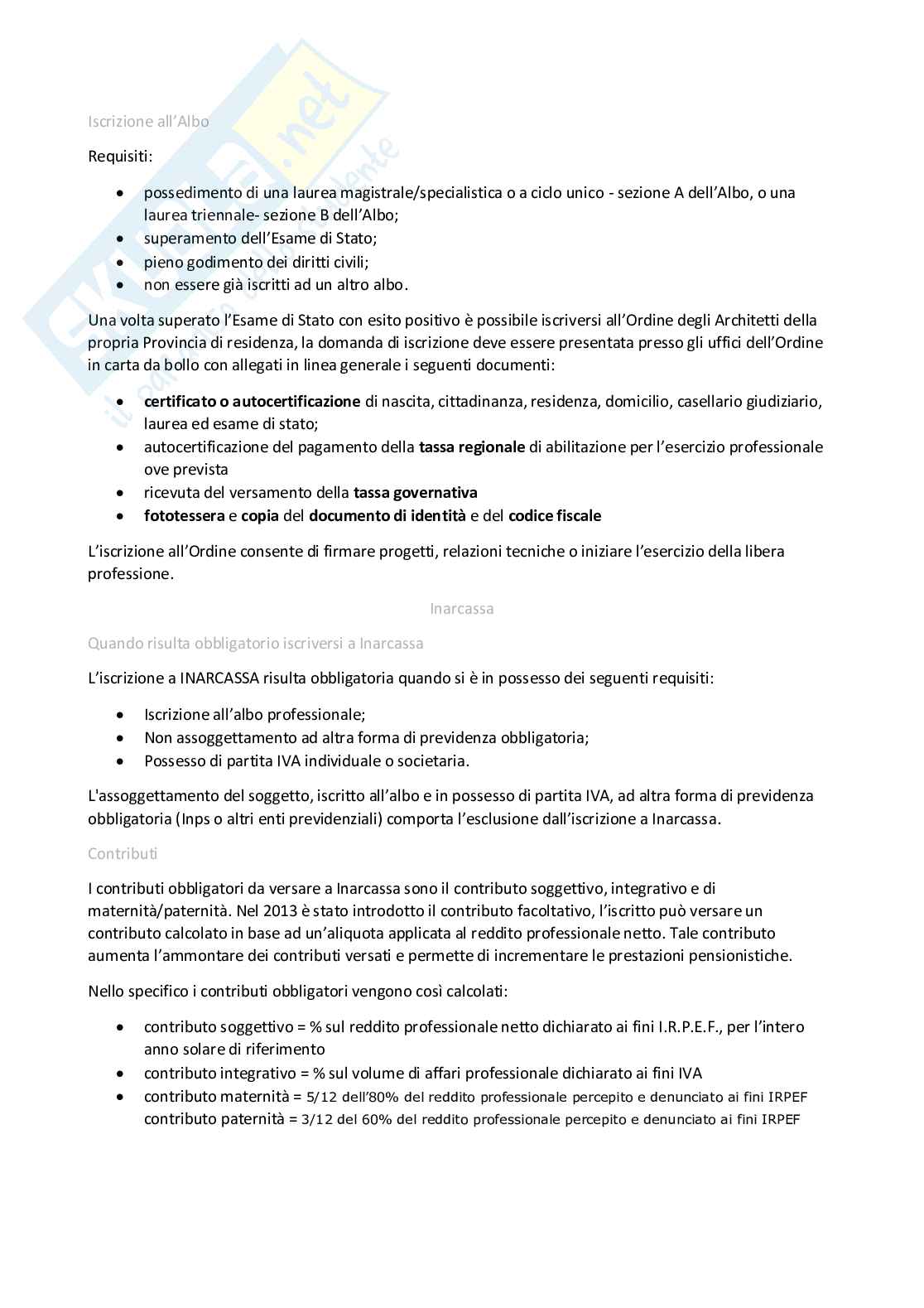 Esame di stato architetti - Ordine professionale appunti e domande Pag. 11