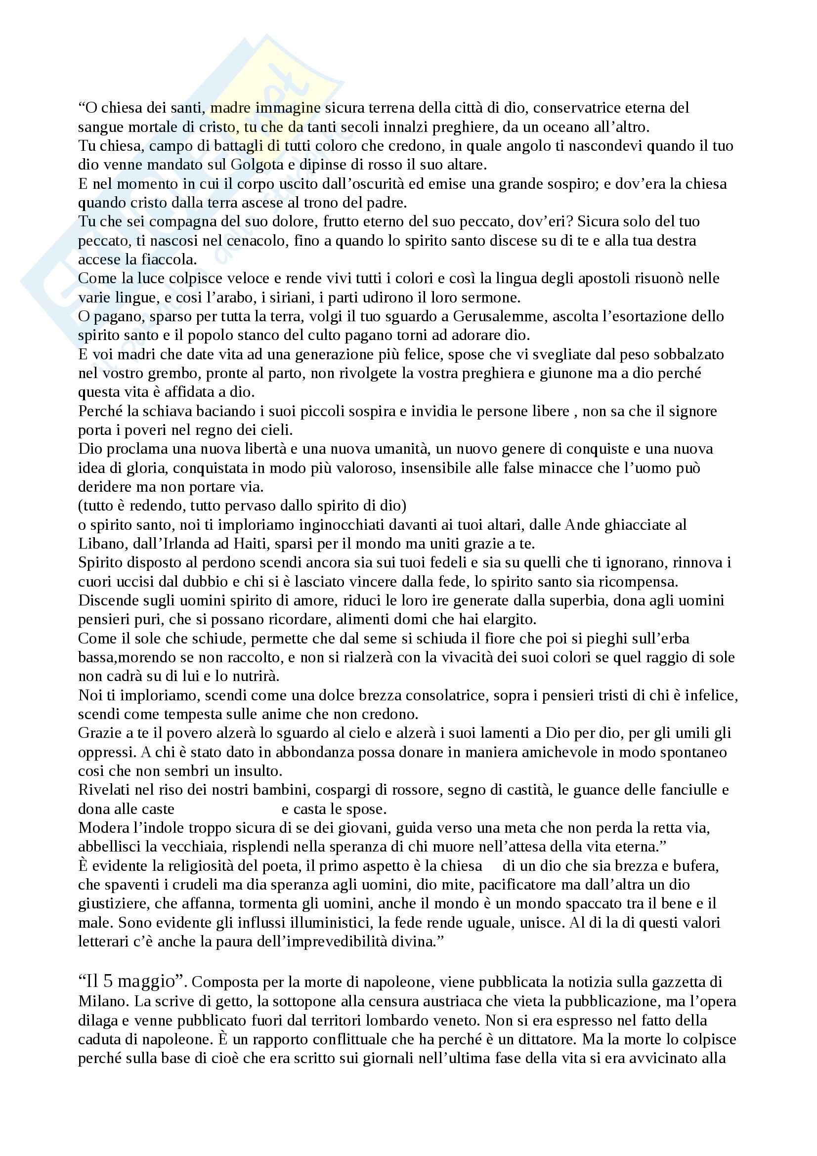 Manzoni, opere analizzate - Appunti Pag. 2