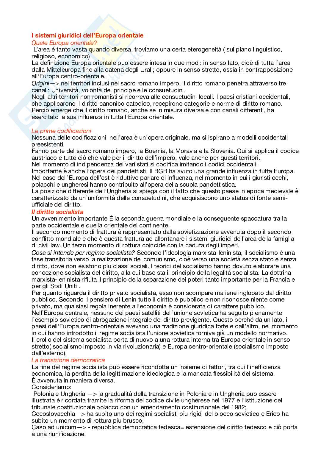 Riassunto esame Sistemi giuridici comparati , Prof. De Luca Alessandra, libro consigliato La tradizione giuridica occidentale. Testo di materiali per un confronto civil law common law, Varano, Barsotti Pag. 1