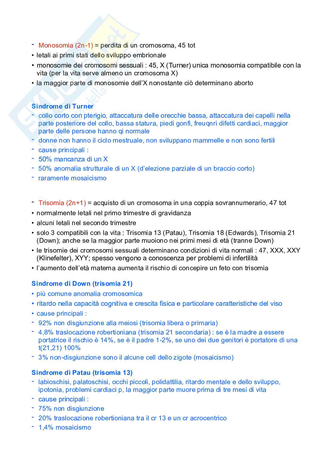 Appunti completi senza esercizi di Genetica generale e elementi di genetica umana Pag. 11