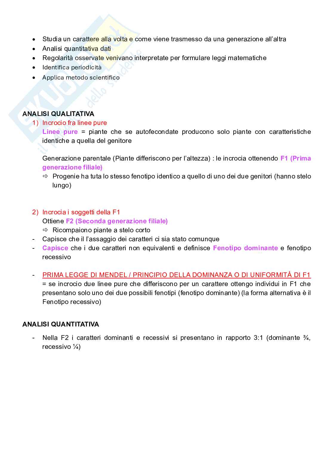 Appunti completi senza esercizi di Genetica generale e elementi di genetica umana Pag. 16