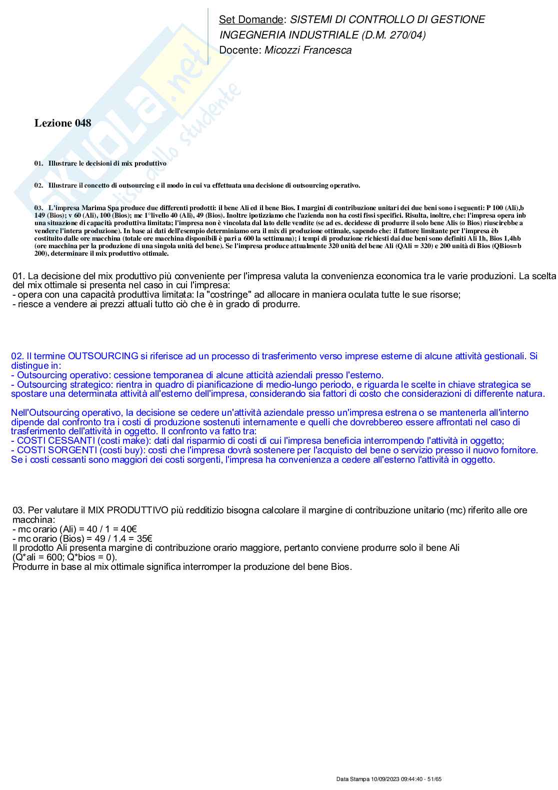 Paniere nuovo completo di Sistemi di controllo di gestione (2023)  Pag. 51