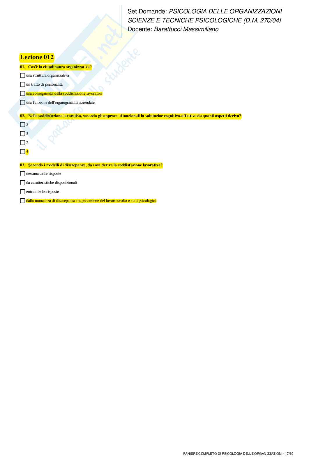 Paniere nuovo completo di Psicologia delle organizzazioni Pag. 61