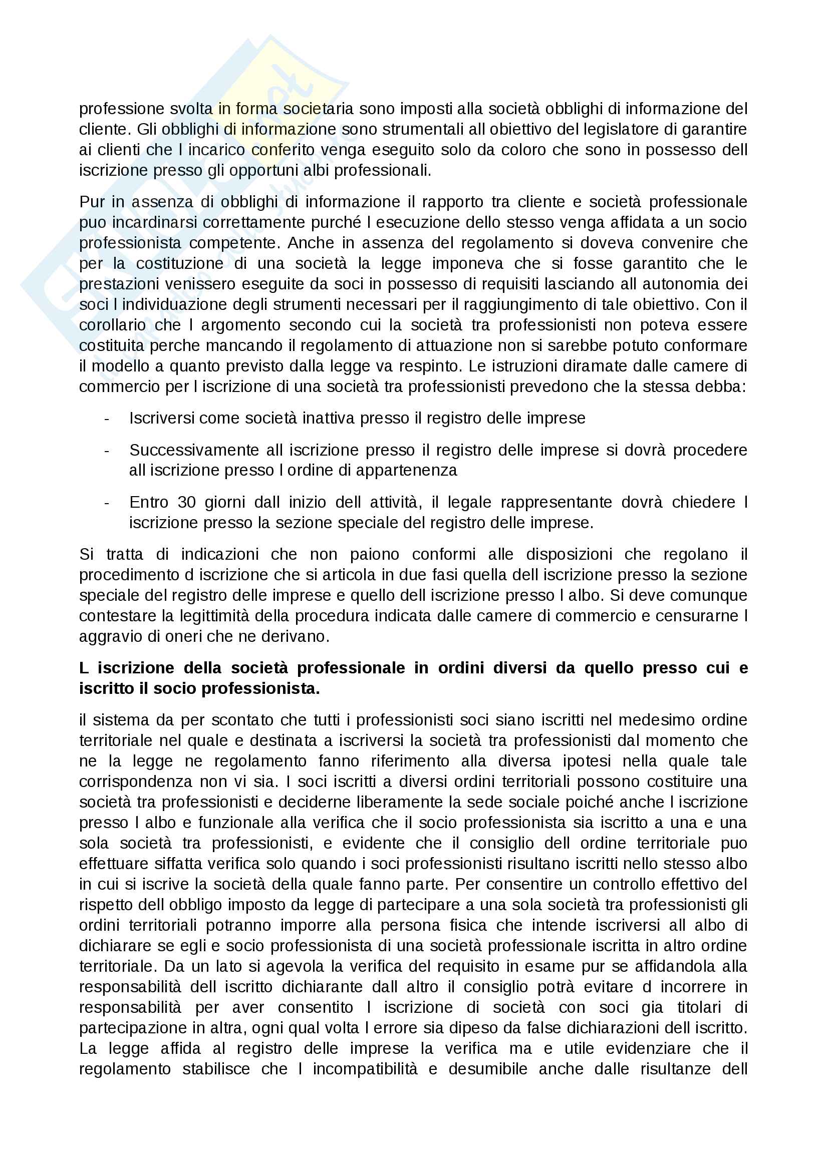 Riassunto esame diritto commerciale, Professore Bertolotti, Libro consigliato Società tra professionisti e società tra avvocati Pag. 21