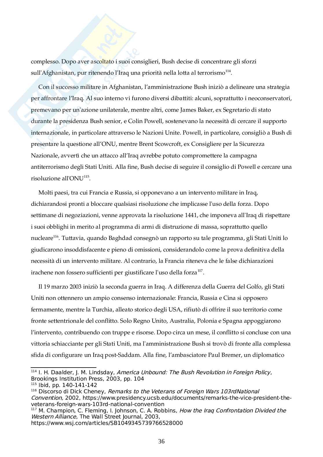 Storia della politica estera americana post-Guerra Fredda Pag. 36