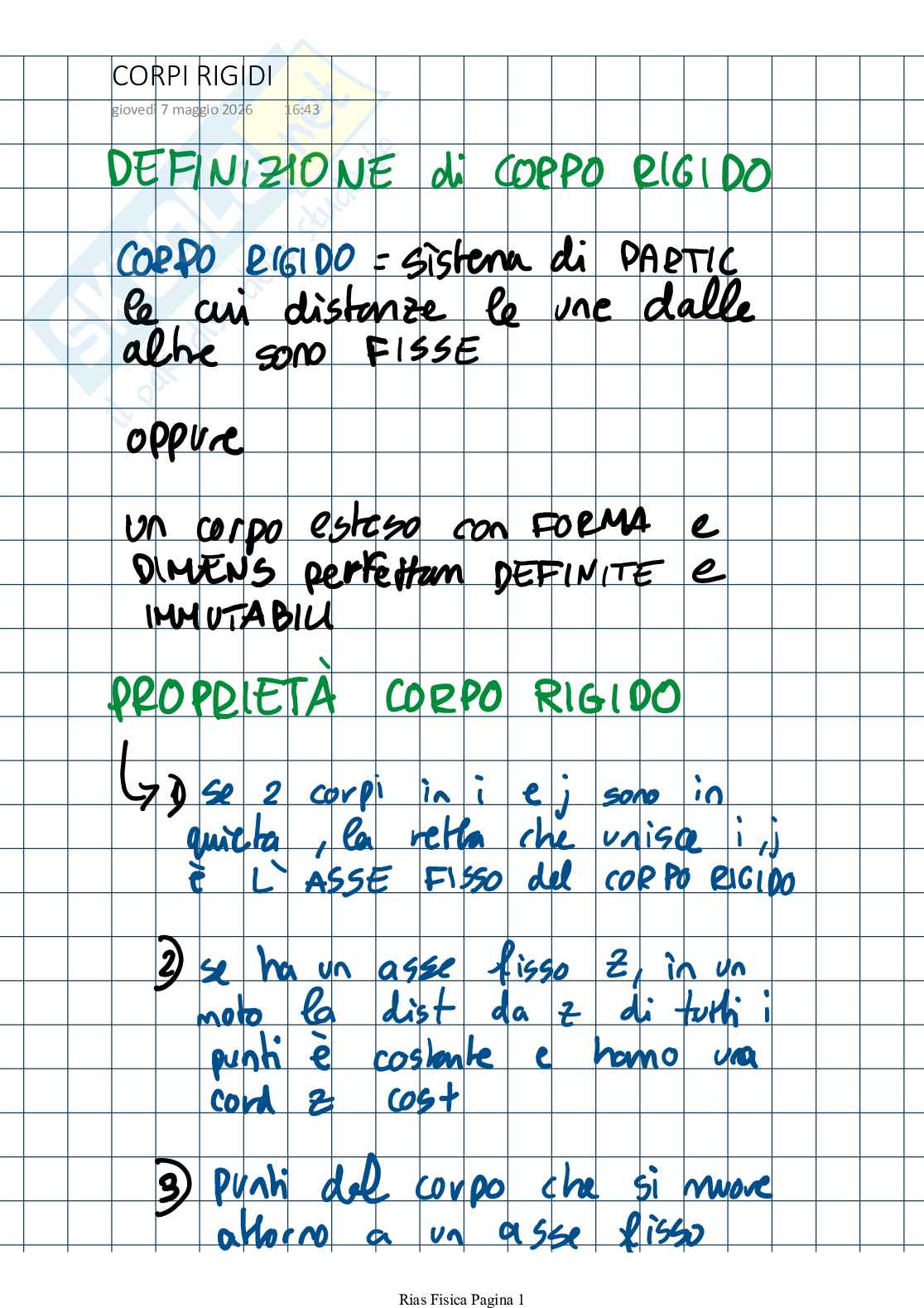 Appunti di Fisica 1 sul corpo rigido  Pag. 1