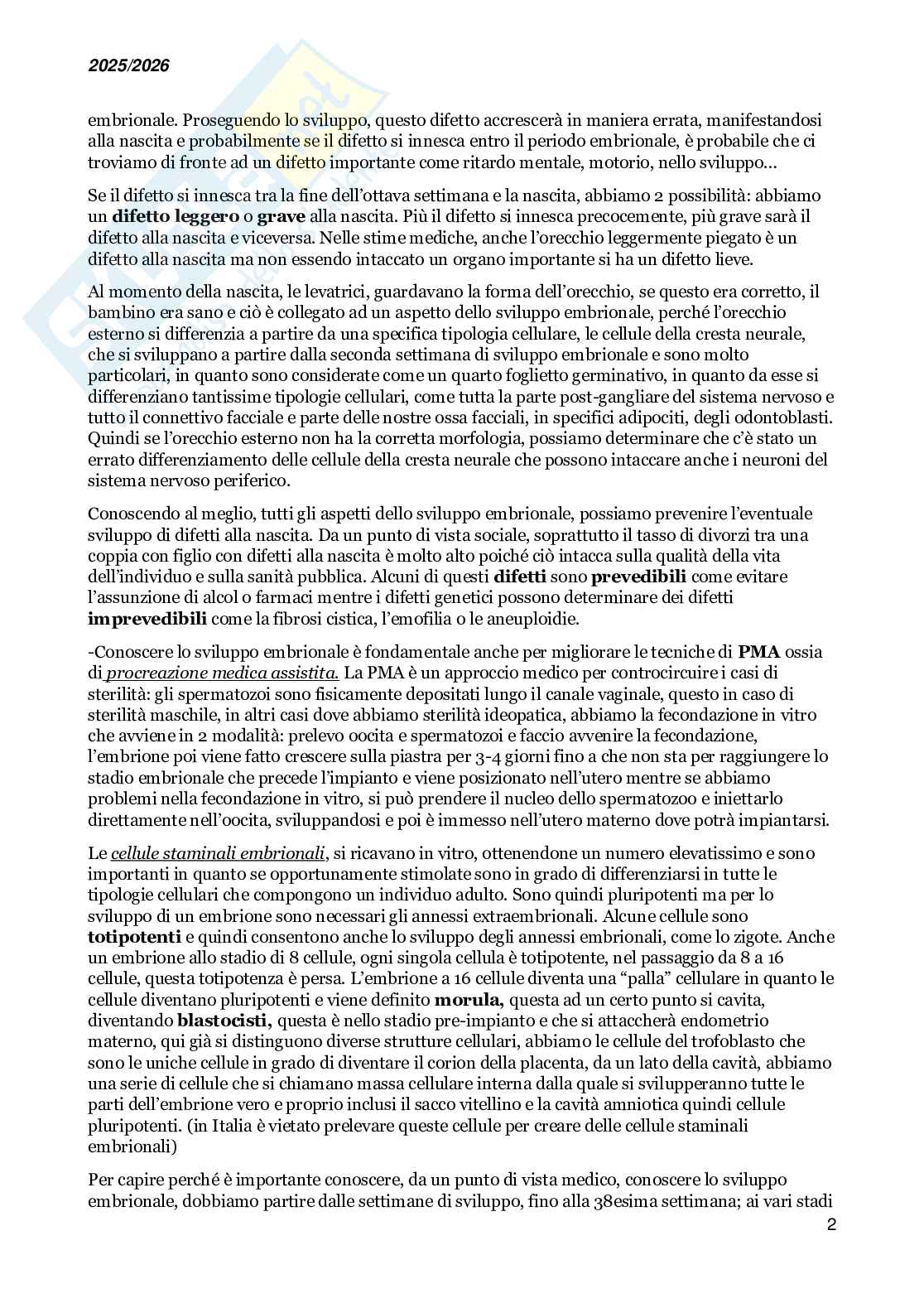 Basi molecolari dello sviluppo embrionale e della medicina rigenerativa Pag. 2