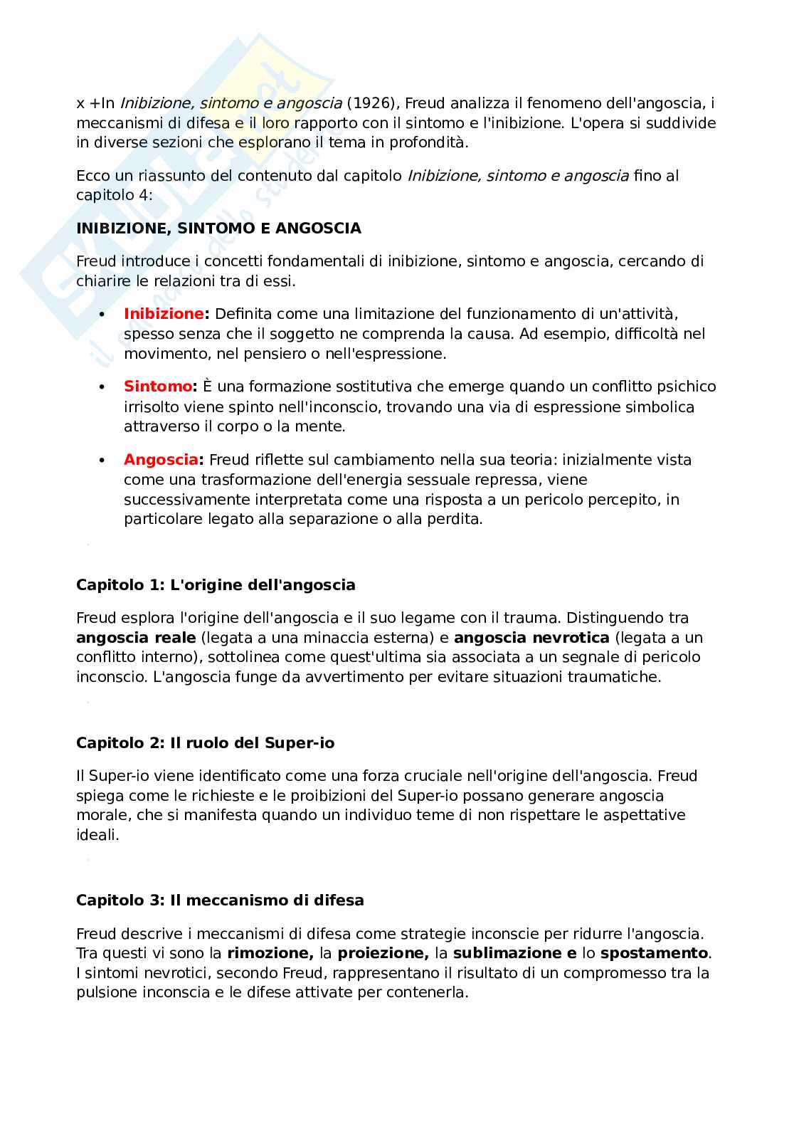 Inibizione sintomi e angoscia, Freud Pag. 1