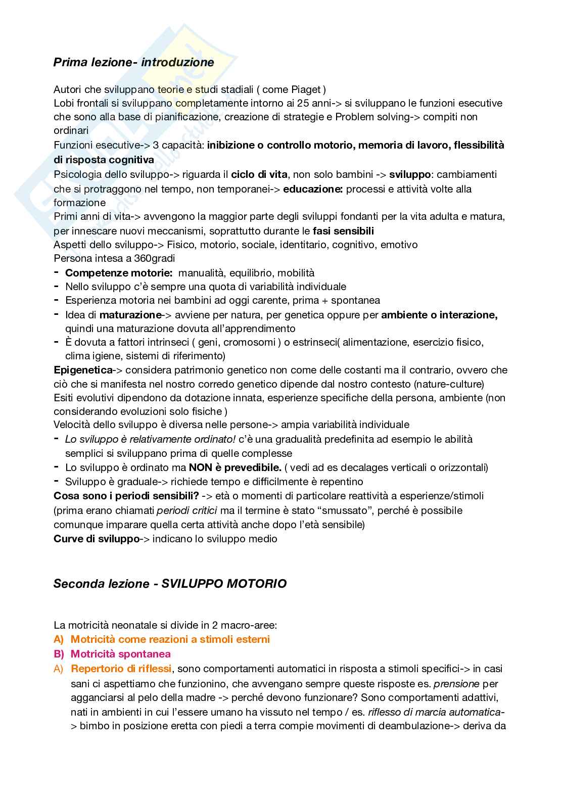Appunti di Psicologia dello sviluppo Pag. 1