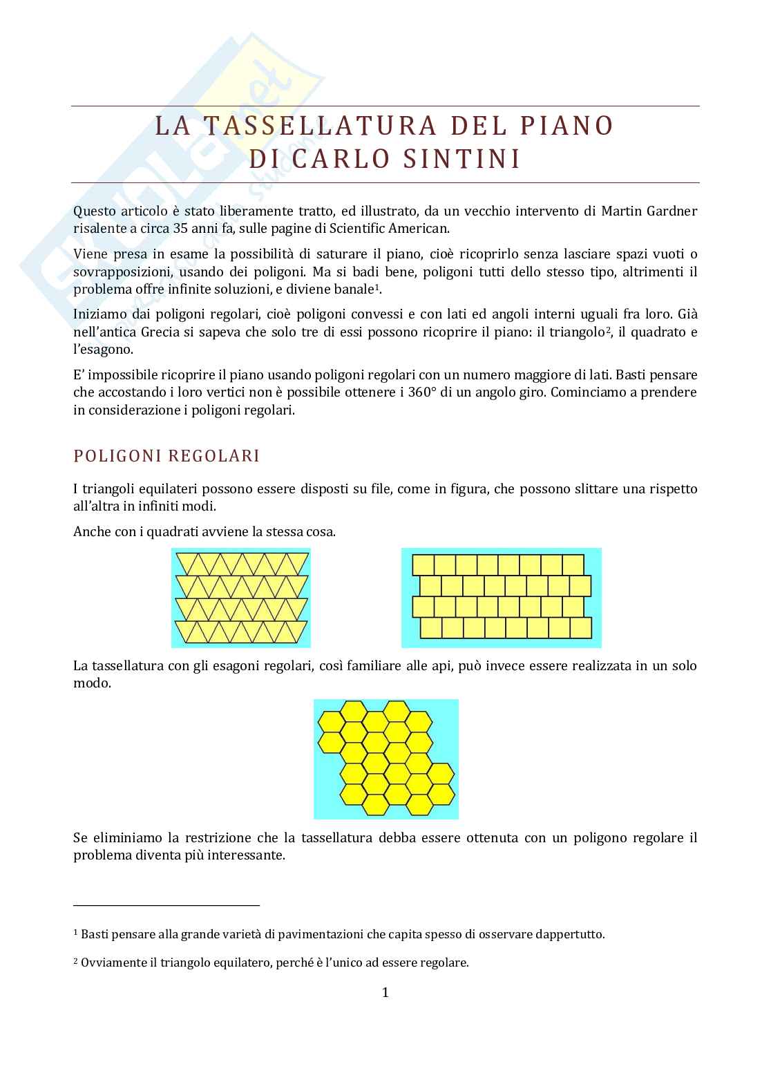 Matematica e tassellazioni Pag. 1