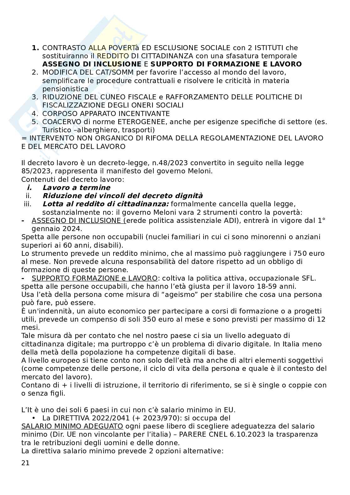 Diritto del lavoro Pag. 21