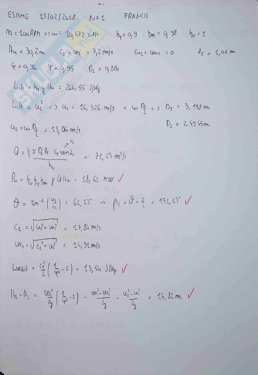 Esercizi Sistemi energetici e macchine a fluido I sulle turbine idrauliche Pag. 31