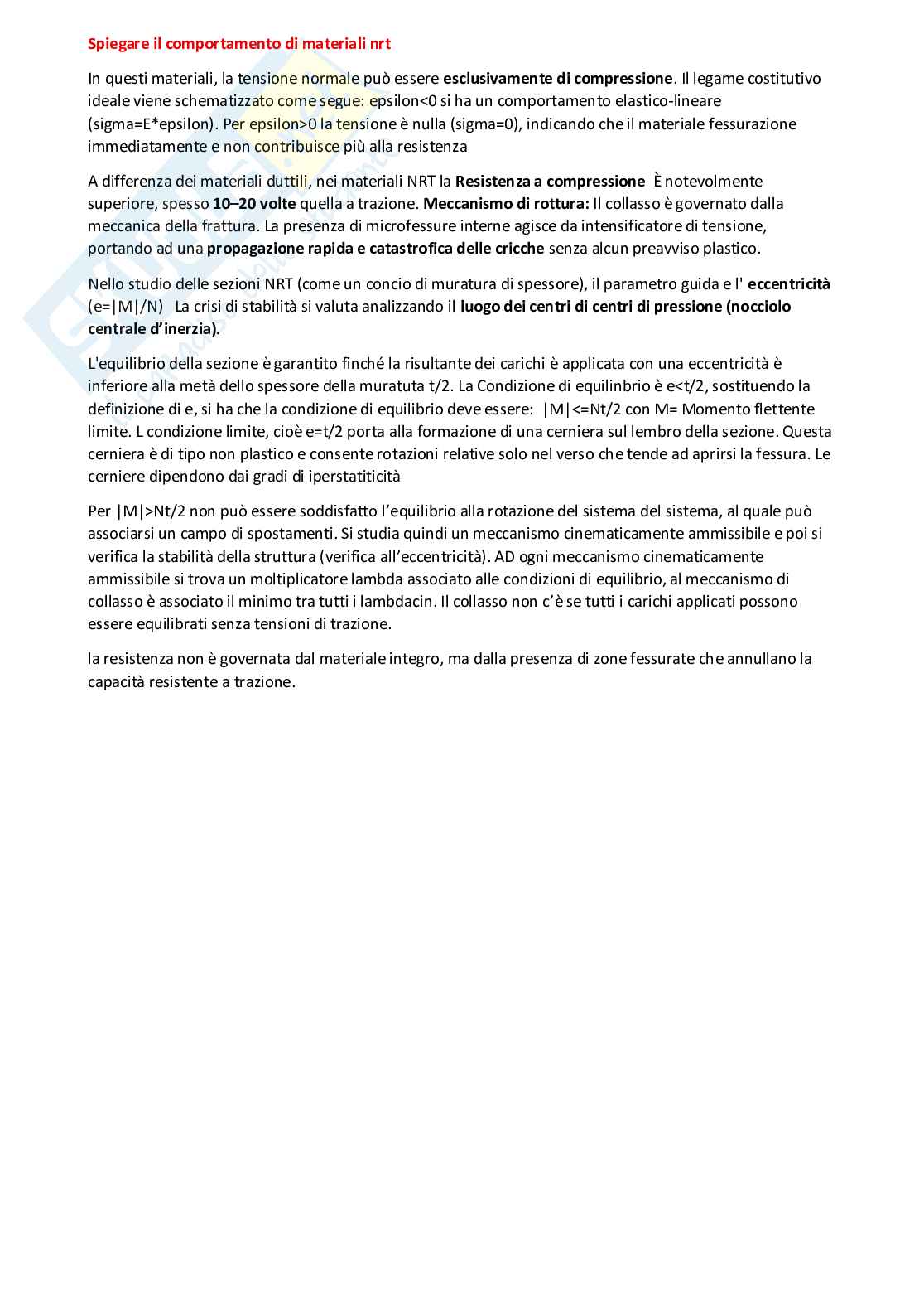 Paniere risposte aperte Teoria delle strutture Pag. 1