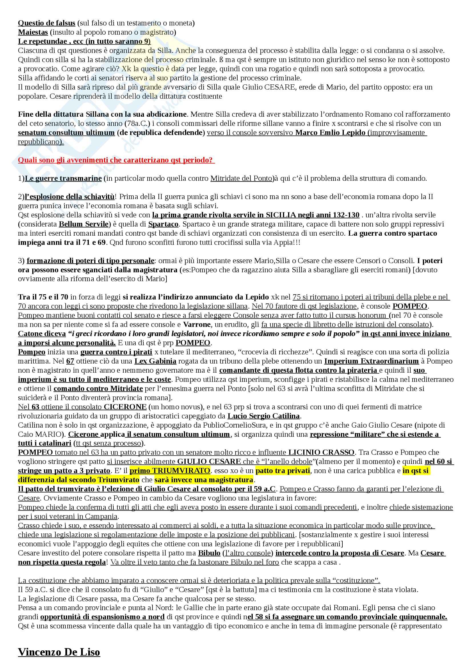 Riassunto esame Storia del Diritto Romano, prof. Cascione, libro consigliato Lineamenti di Storia del Diritto Romano, Talamanca Pag. 26