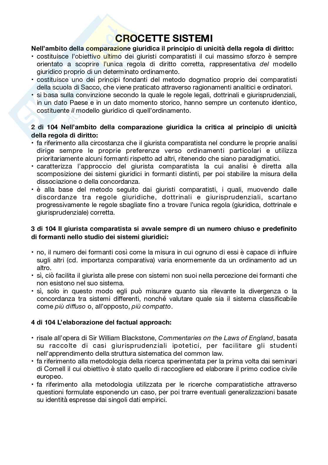 Crocette svolte Sistemi giuridici comparati Pag. 1