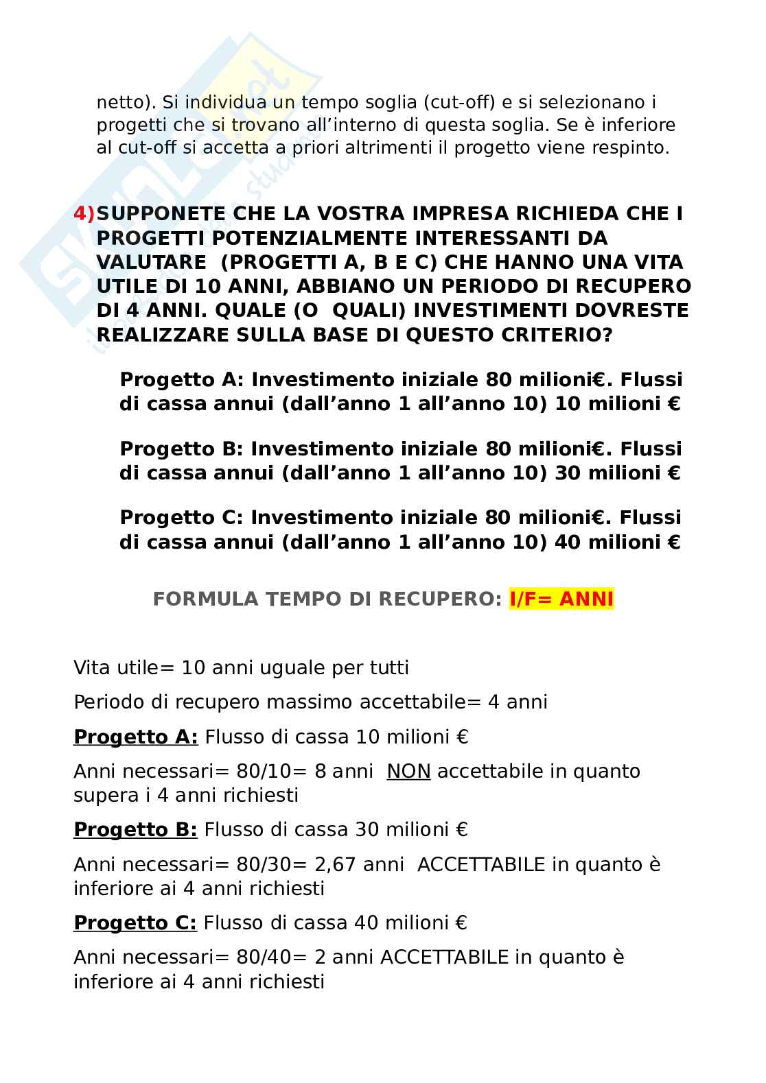 Esercizi di Finanza aziendale Pag. 2