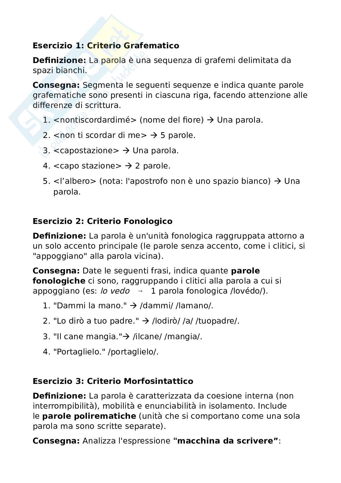Esercizi pratici e domande aperte per prepararsi all'esame di Semantica e lessico Pag. 1