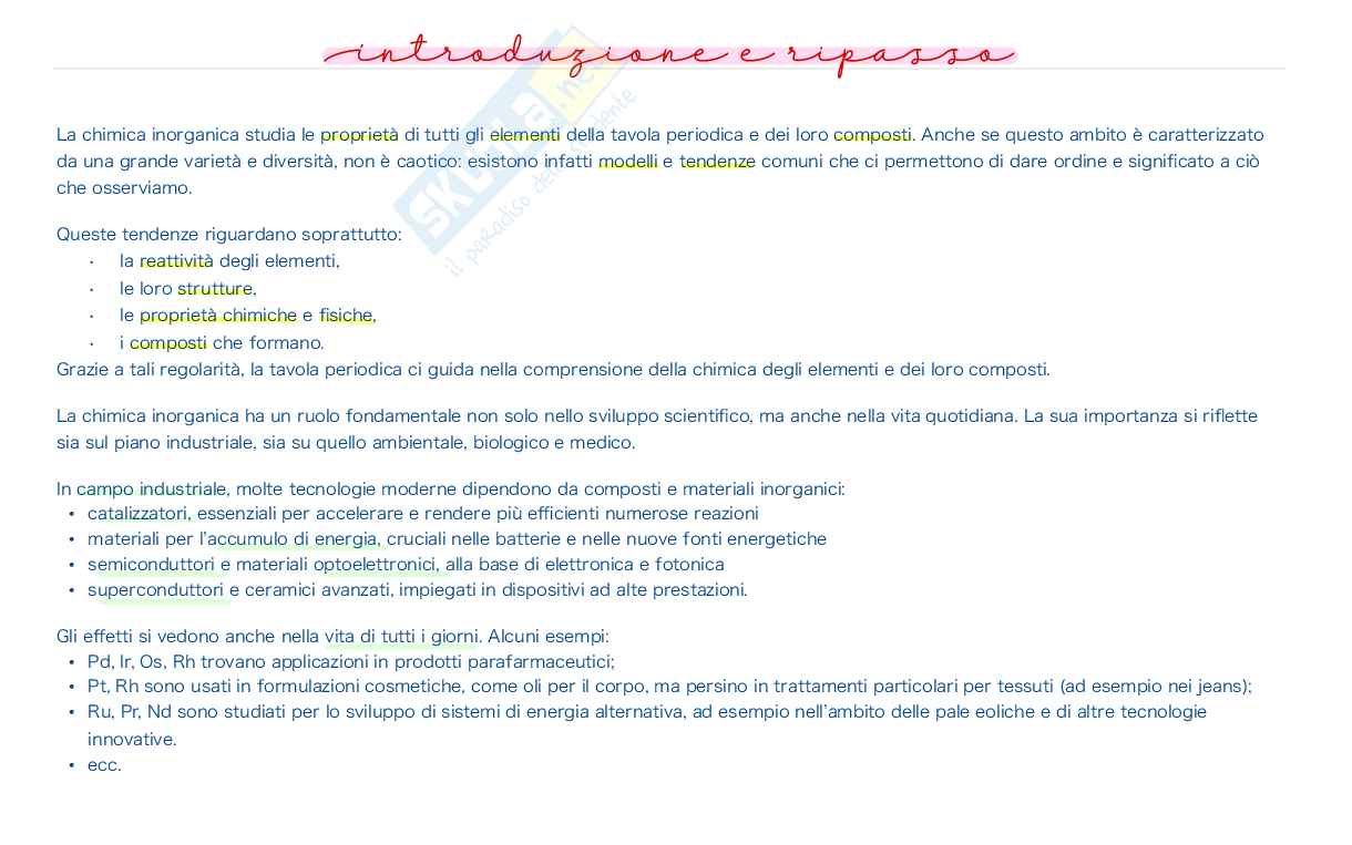 Chimica inorganica – Introduzione, meccanica quantistica e orbitali atomici Pag. 1