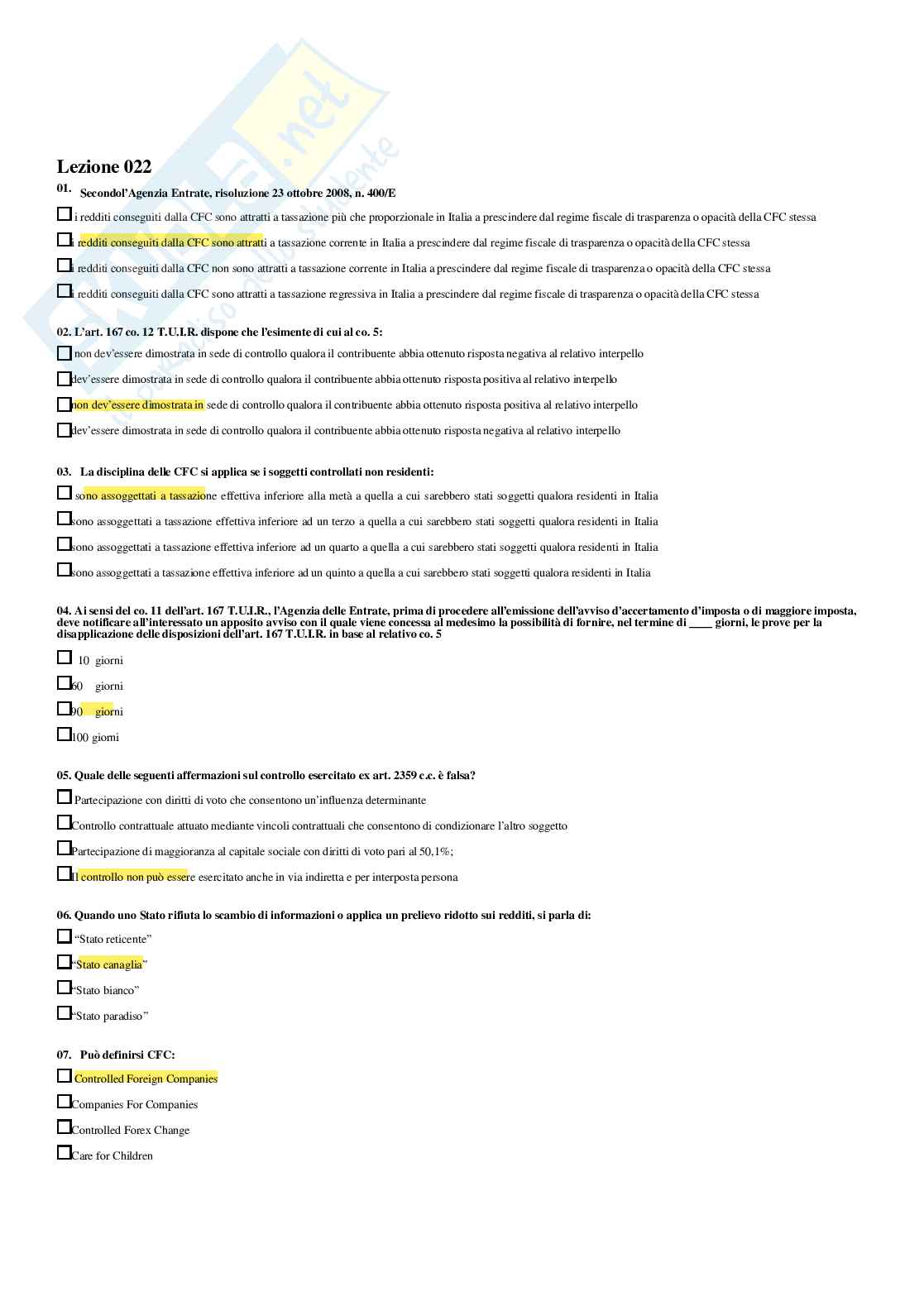 Diritto tributario avanzato – Paniere risposte chiuse completo (543 quiz) - A.A. 2025/26 Pag. 46
