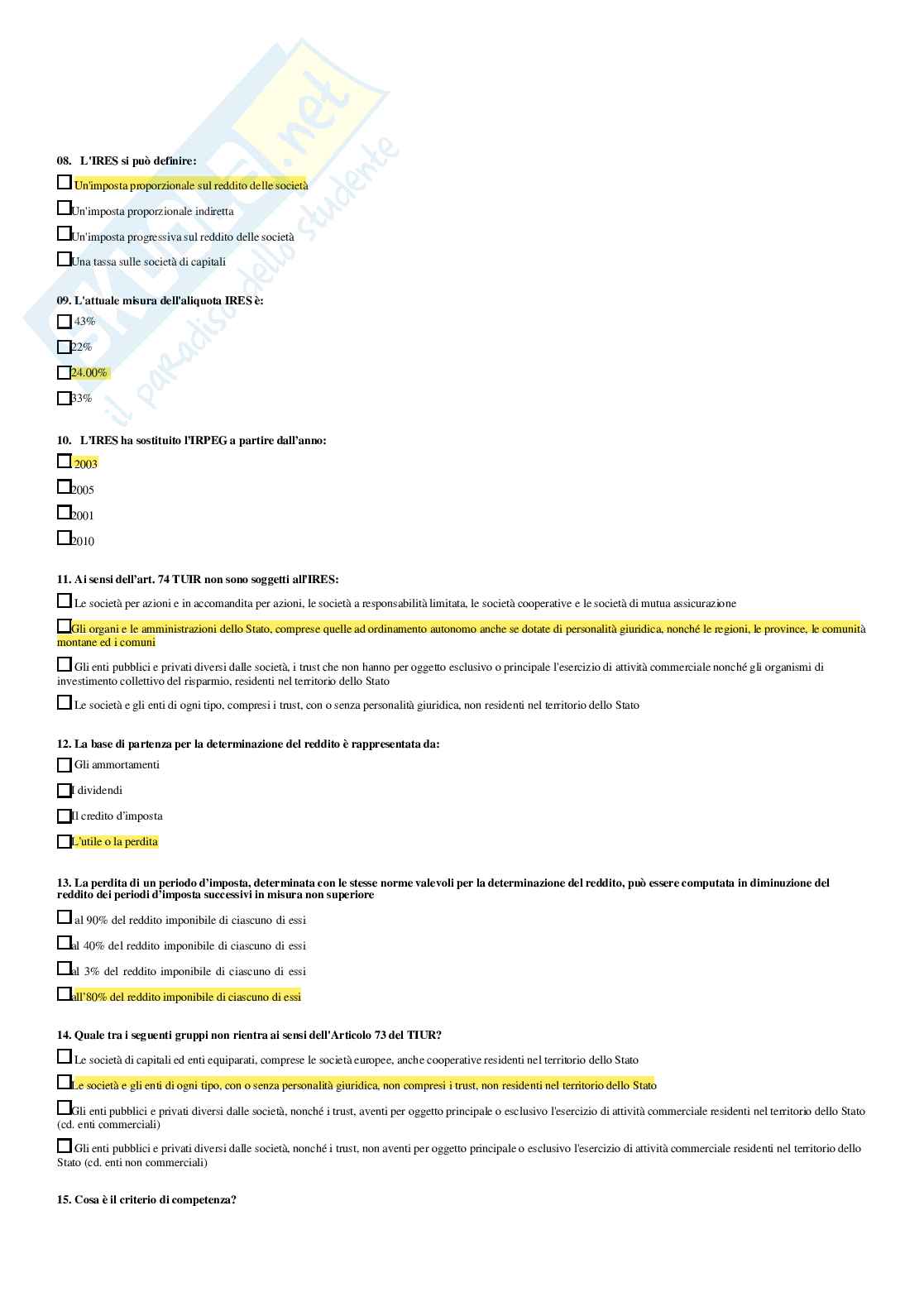 Diritto tributario avanzato – Paniere risposte chiuse completo (543 quiz) - A.A. 2025/26 Pag. 6