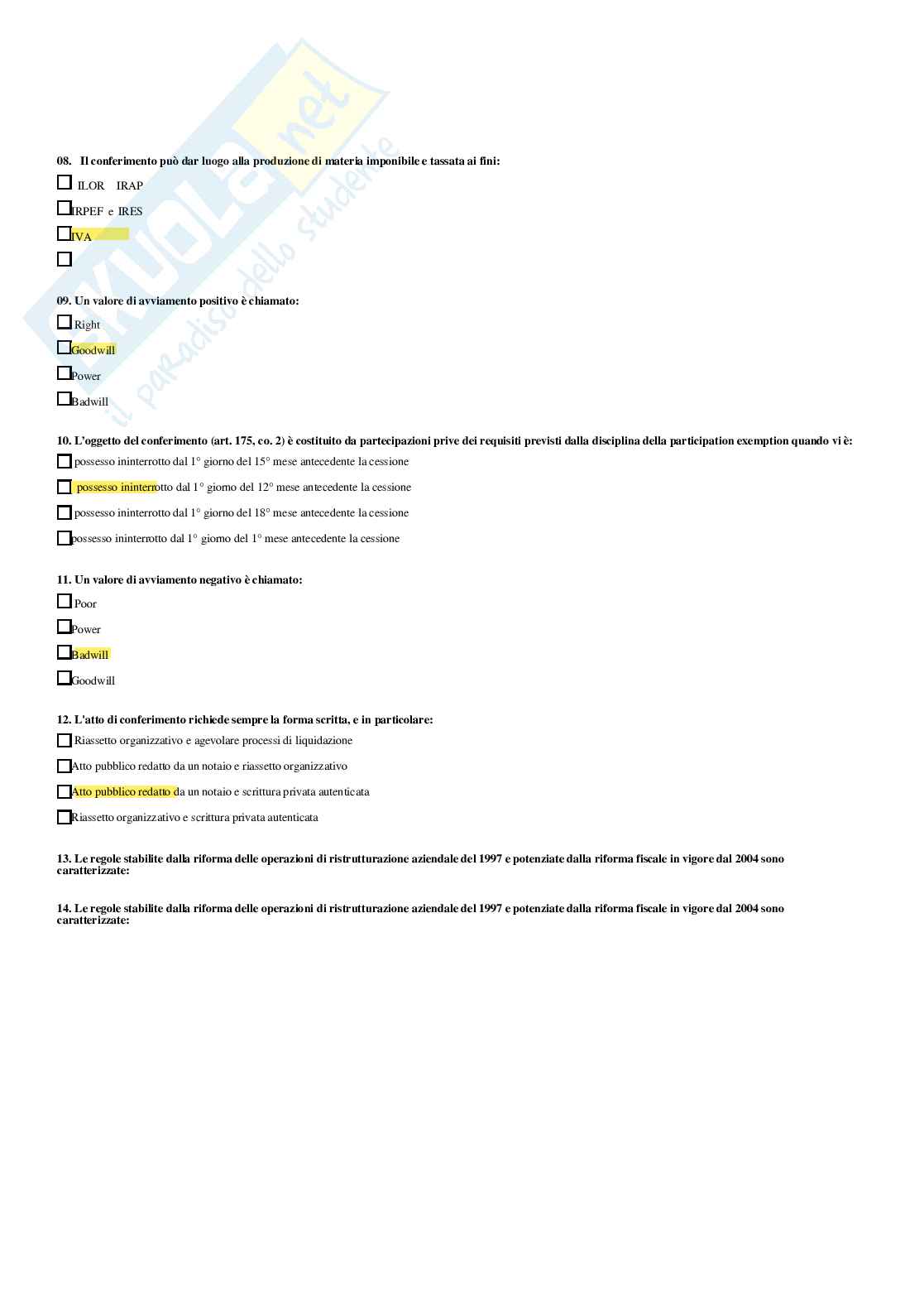 Diritto tributario avanzato – Paniere risposte chiuse completo (543 quiz) - A.A. 2025/26 Pag. 76